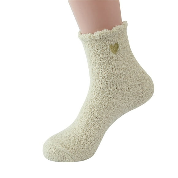 PMUYBHF Silicone Socks Ankle Socks Women Low Cut Ladies Socks Size 6-9 Winter Solid Color Brushed Thick Plush Warm Socks Home Socks Ski Socks Moon Socks *2Pcs