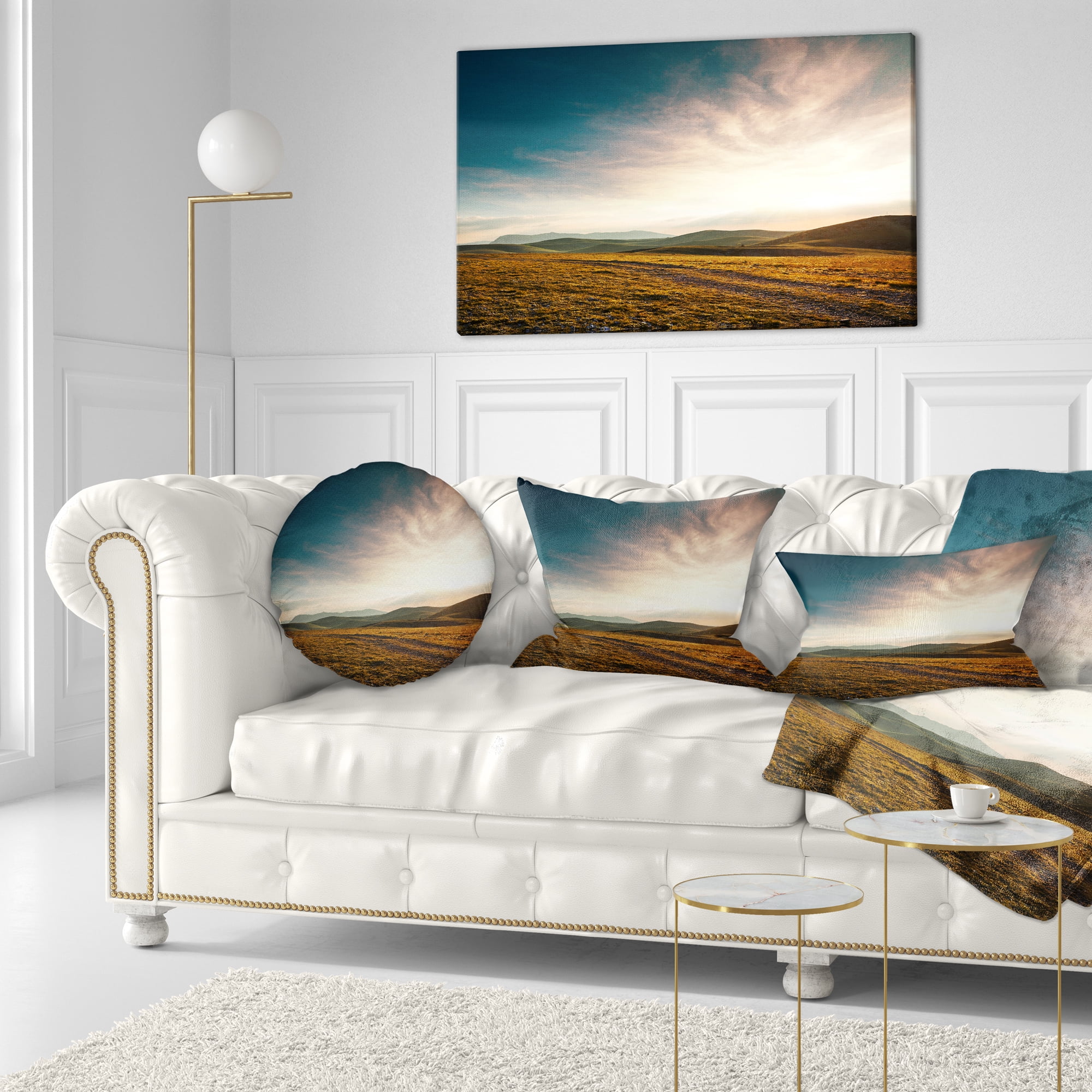 Designart Pathway over Mountains At Sunset - Landscape Printed Throw Pillow - 12x20
