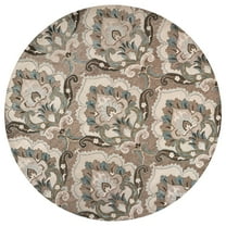 Alora Decor Napoli 10' Round Medallion Mocha/Ivory Hand-Tufted Area Rug