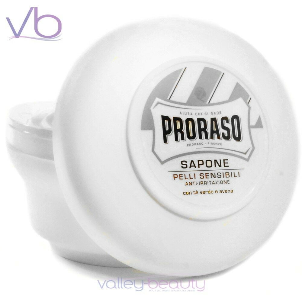 PRORASO White Shaving Soap In A Bowl Coconut Oil, Oatmeal, Green Tea