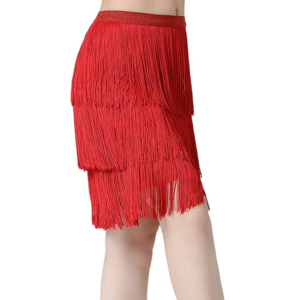 de baile latino a la moda ropa de baile suave y comoda para mujer accesorios para disfraces de Club actuacion de practica de baile salon de Rojo Medio Salvador falda de baile