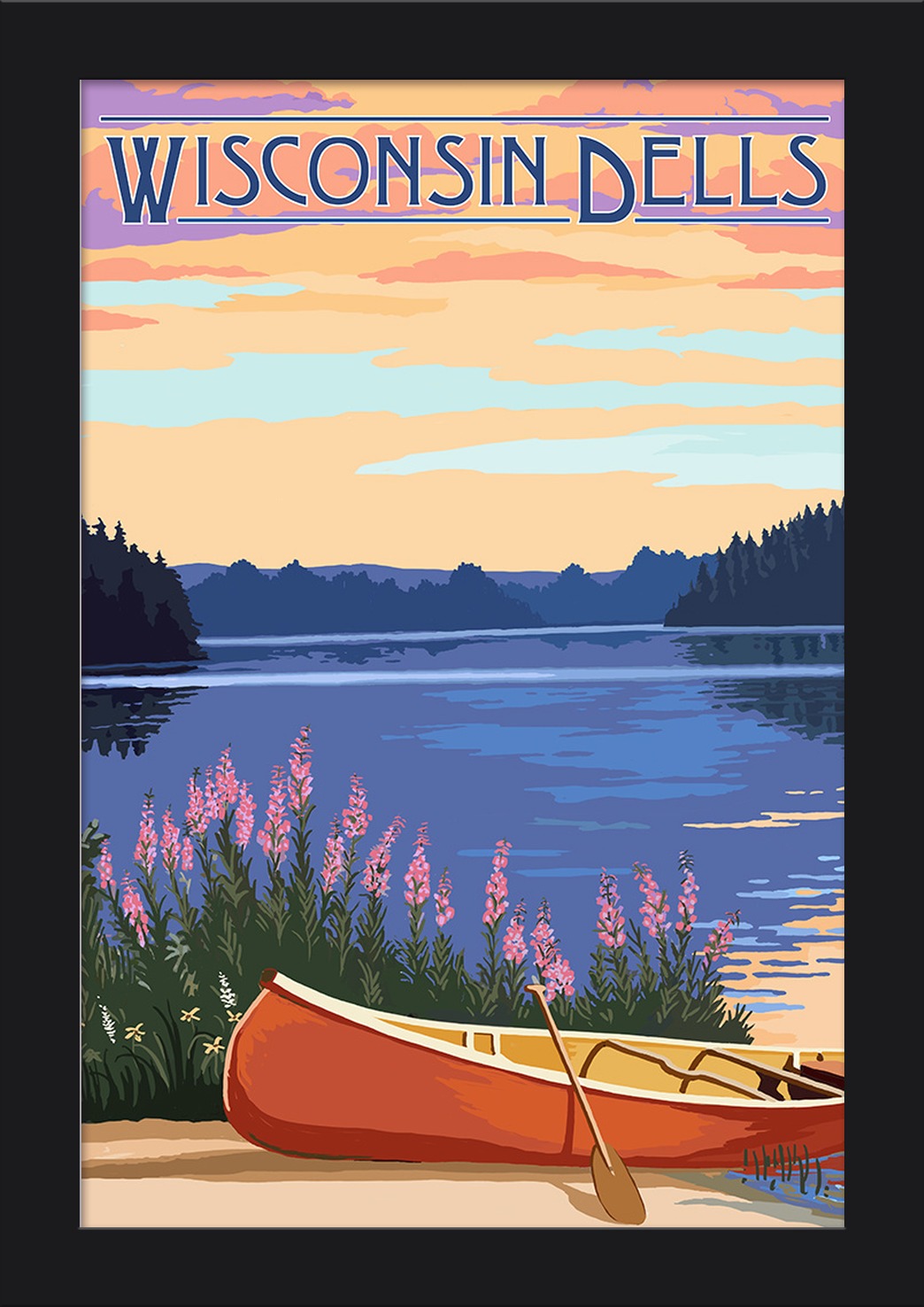 Wisconsin Dells, Wisconsin Canoe & Lake Lantern Press Artwork