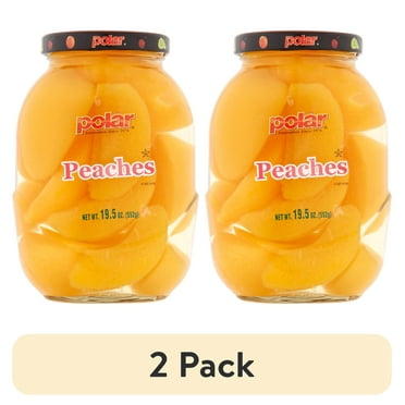 (2 pack) Polar Sliced Peaches in Light Syrup, 20 oz Glass Jar