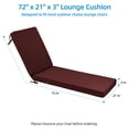 thumbnail image 5 of Millsilo Outdoor Chaise Lounge Cushion, 72" x 21" x 3" Patio Lounge Chair Cushion, Water-Resistant UV-Protected Replacement Cushion with High Density Foam, Burgundy, 5 of 9
