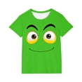 thumbnail image 2 of Blusas y camisas de manga corta con cuello redondo para niños y niñas, color liso, con estampado de expresión linda, manga corta, holgadas y cómodas, blusa para niña, 2 of 6