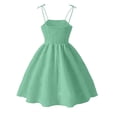 thumbnail image 5 of Ugoldhm Girls Spaghetti Strap Ruched Midi Dress - Tie Shoulder A-Line Party & Wedding Flower Girl Gown (4-15 Years), 5 of 8