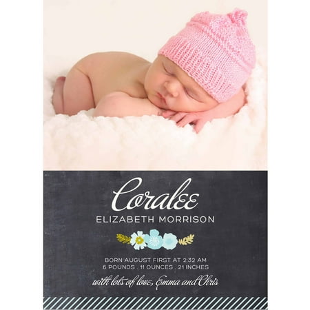 Botanical Wreath Standard Baby Announcement