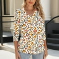 thumbnail image 6 of EchfiProm Tops for Women Y2k Yellow New Arrivals V Neck Classic Fit 3/4 Sleeve Floral Shirts, 6 of 6