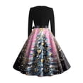 thumbnail image 3 of Women's Fashionable and Elegant Autumn and Winter Long-sleeved Christmas Tree Print Dress for Holiday Parties and Casual Wear, Stylish Women's Seasonal Dress,Light pink,M, 3 of 4