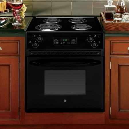 GE - 3.0 Cu. Ft. Self-Cleaning Drop-In Electric Range - Black