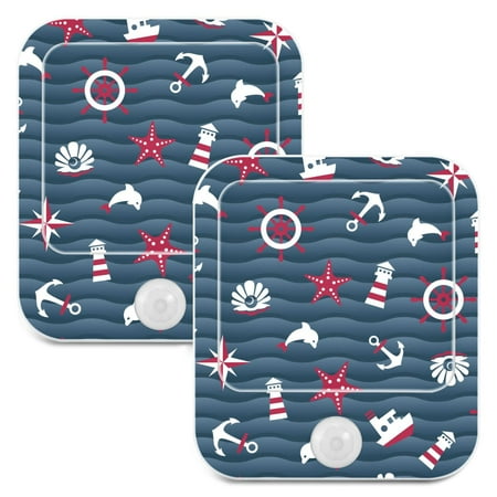 

Sea Symbol Blue Wave LED Motion Sensor Night Light Plug into Wall 2 Pack Auto Dusk to Dawn Adjustable