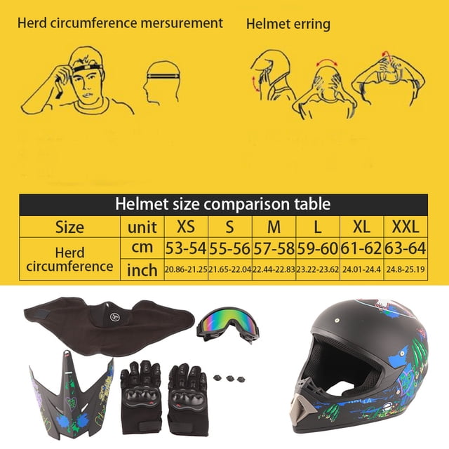 Casco de motocross profesional para niños y adultos, casco de motocross para motocicleta todoterreno con gafas, guantes y protector facial