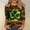 Shirts-356Green, variant on Dressy Tops for Women Bokeh Lights Spring Tops 3/4 Sleeve Tops Trendy Dark Gold Background Glowing Green Clover Shirts