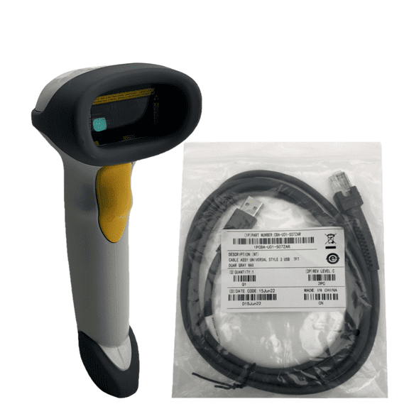 Restored Symbol LS2208 barcode scanner - W/ USB Cable included - White and Gray - PN: LS2208-SR20001R (Refurbished)
