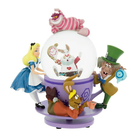 disney parks alice in wonderland mad tea party snow globe new with