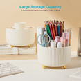 thumbnail image 2 of Pen Holder with 5 Slots,Makeup Brush Holder Organizer,360 Degree Rotating Pencil Holder for Desk Organizer,Office Supplies,Home（Beige）, 2 of 5
