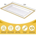 thumbnail image 2 of 30 Pcs Plastic Serving Tray Bulk White Gold Rim Elegant Rectangle Disposable Plastic Dessert Table Display Set Serving Trays Platter for Weddings Birthday Party Food Fruit Dessert 8 x 13 Inch, 2 of 4