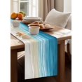 thumbnail image 4 of Teal Beige Gradient Beach Table Runner, Abstracts Seaside Ocean Wave Coastal Cotton Linen Kitchen Table Decoration Washable Dining Tabletop Runners for Home Party Decor 14x72 Inches, 4 of 9