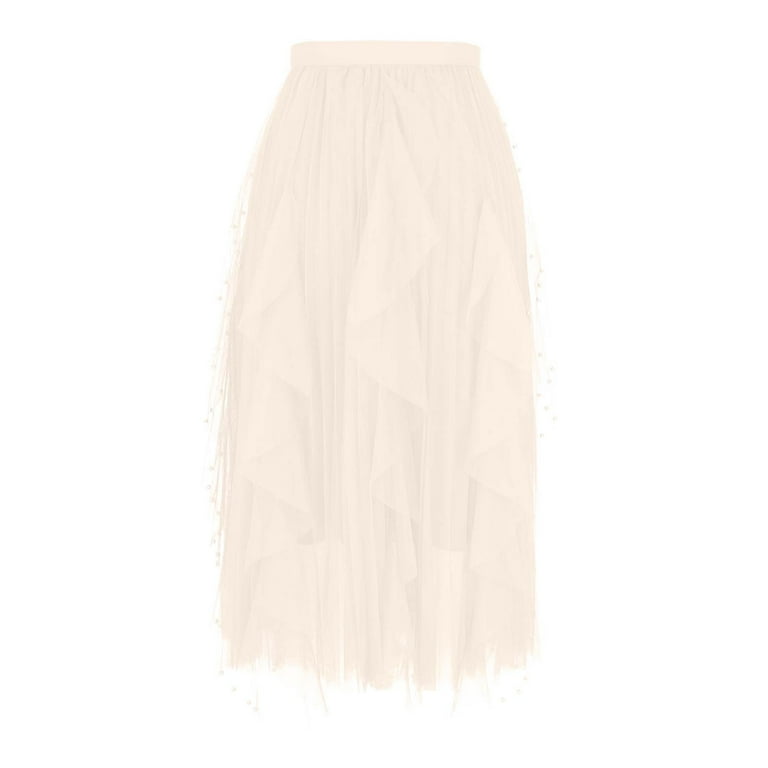 SMihono Women's Tulle Skirt Elastic Waist Stylish Mesh Layered