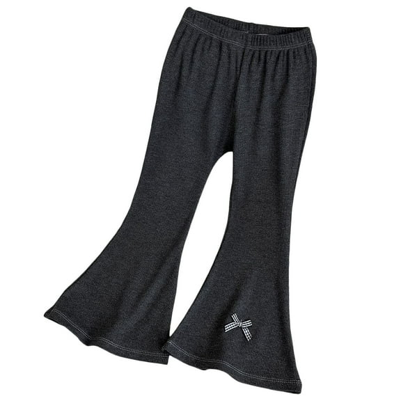 Tfken Toddler Leggings Flare-Leg Solid Color Stretch Daily Wear Black Leggings Pants Size 18-24 Months
