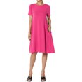thumbnail image 1 of Robe T-Shirt Évasée à Manches Courtes Col Bateau Longueur Genou avec Poche pour Femmes PLUS, 1 of 6