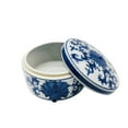 thumbnail image 3 of Blue & White Chinoiserie Round Ceramic Box - Lotus, 3 of 3