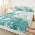 thumbnail image 3 of Manfei Vintage Oil Printing Twin Sheet Sets, Turquoise Abstract Ombre Twin Fitted Sheet, Teens Kids Adult Men Women Flat Sheet, Lightweight Room Decor, 3-Piece, 3 of 7
