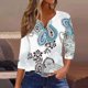 thumbnail image 2 of Camisetas de Manga Corta para las Mujeres Moda Impresa 3/4 Manga Cuello Redondo Top Casual para el Hogar Y Diario, 2 of 5