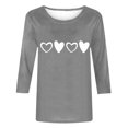 thumbnail image 4 of Plebaso Chemises à Manches 3/4 pour Femmes Mignonnes avec Cœur Hauts Amples Décontractés Blouses à Col Rond T-Shirts Imprimés, 4 of 4