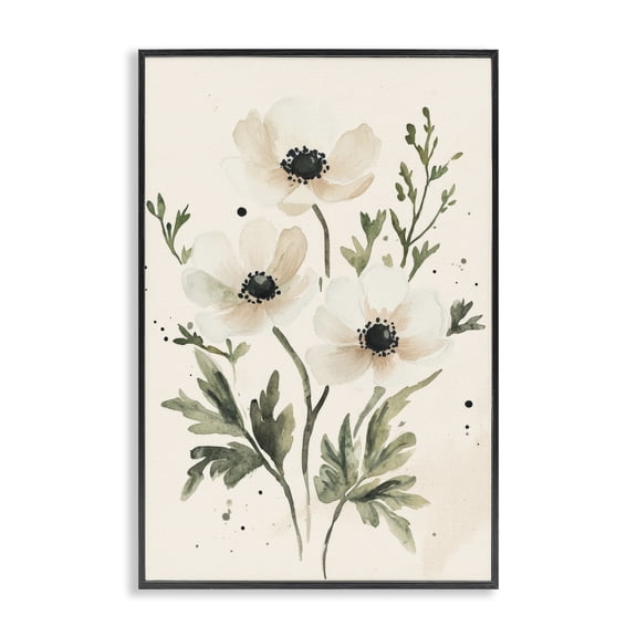 Stupell Industries Soft White Anemone Floral Black Framed Giclee Art, design by Petal Prints Design