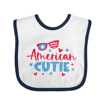 

Inktastic 4th of July American Cutie Red and Blue Stars and Hearts Boys or Girls Baby Bib