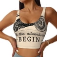 thumbnail image 2 of Haiem Let The Adventure Begin Pattern Womens Sports Bra - U Neck Padded Low Impact Yoga Bra Workout Crop Top Gym Moisture-Wicking Workout Vest -Medium, 2 of 9