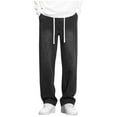 thumbnail image 2 of Pounoo New Jeans for Men Clearance Casual Elastic Waist Wide Leg Pants Men Solid Comfort Fit Long Pants Pocket Drawstring High Waist Mens Pants Under $20 Gray Xxxl, 2 of 4