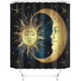 thumbnail image 3 of Taysta 4 piezas sol y luna estrella constituyen el ciclo del cielo misterioso arte árabe inspiración juegos de cortinas de ducha alfombra antideslizante, cubierta de tapa de inodoro, alfombra de baño, Afortunado Sencillez, 3 of 5
