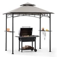 thumbnail image 3 of Sunjoy 5 ft. x 8 ft. Black Steel 2-tier Grill Gazebo with Gray and Black Canopy, 3 of 12