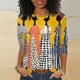 thumbnail image 1 of Xuyuer Women's Leisure Print Round Neck Three Quarter Sleeve Loose T-Shirt, Casual 3/4 Sleeve Top for Spring Summer Everyday Fashion and Relaxed Weekend Style, 1 of 5