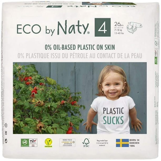 frokost eksplodere mistænksom Naty Nature Babycare 26 Nappies, Size 4, 0% plastic on skin. By Visit the  Eco by Naty Store - Walmart.com