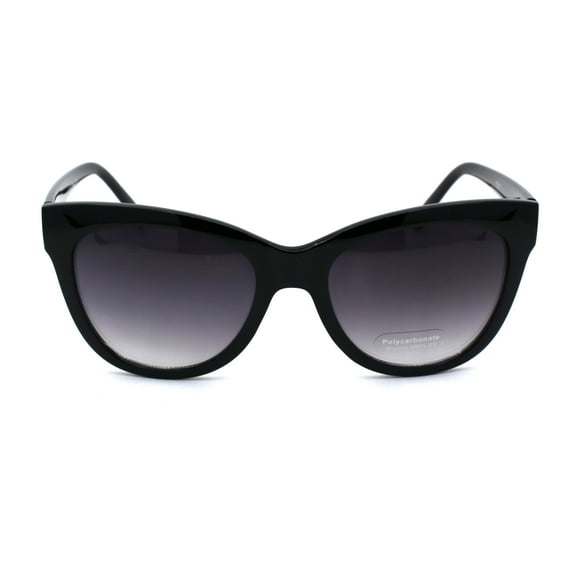 Womens Classic 90s Horned Cat Eye Plastic Mod Sunglasses Black Smoke