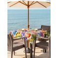 thumbnail image 2 of Easter Colorful Eggs Outdoor Tablecloth - 54x54 Inch Square Dining Table Cover, Farmhouse Floral Polka Dot Waterproof Outdoor Table Cloth with Umbrella Hole & Zipper for Picnic/Patio/Party, 2 of 7