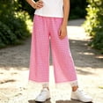 thumbnail image 2 of Nugftut Girls Pants Wide Leg Plaid Lace Trim Hem Casual Pants for Kids Size 12-13, 2 of 6