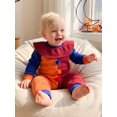 thumbnail image 3 of RUINIXCW Newborn Baby Boy Girl Halloween Outfit Clown Costume Infant Baby Boy Girl Fall Winter Romper Clothes Collar Pompom Long Sleeve Contrast Color Jumpsuit, 3 of 9
