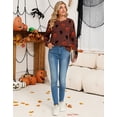 thumbnail image 4 of Cogild Sweaters for Women Halloween Sweater Black Cat Pumpkin Crew Neck Knit Pullover Long Sleeve Casual Fall Top, Brown, 4 of 10