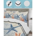 thumbnail image 4 of Quilts Twin Size Bedding Set, Navy Blue Coastal Lightweight Quilted Comforter, Nautical Summer Beach Ocean Coral Starfish Soft Bedspread Coverlet with Pillow Covers for All Season, 68" x 86", 4 of 7