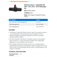 thumbnail image 2 of Reference Sensor - Compatible with 2009 - 2013, 2015 - 2016 Volkswagen Eos 2010 2011 2012, 2 of 2
