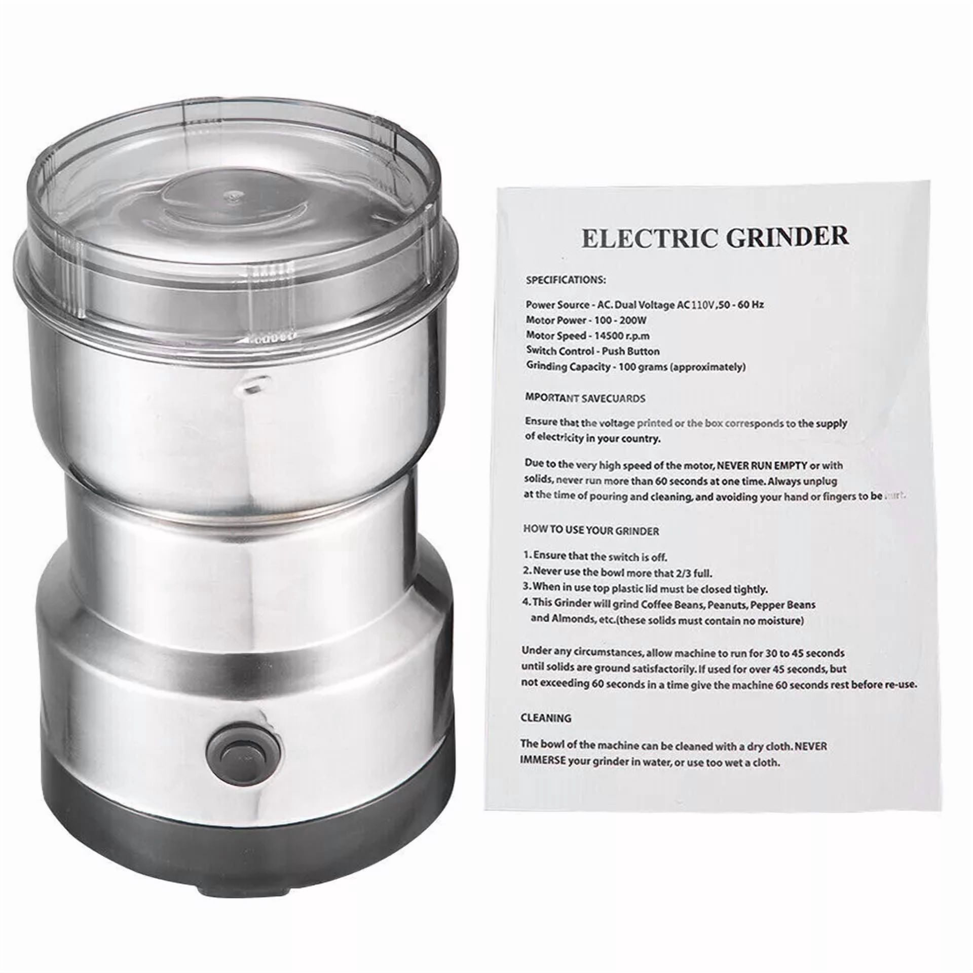 Electric Coffee Bean Grinder Nut Seed Herb Grind Spice Crusher Mill Blender New~