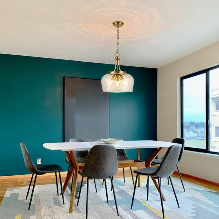 Claxy 3-Light Gold Pendant Light with Dome Clear Glass Shade