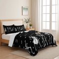 thumbnail image 7 of Quilts King Size, Musical Skeleton Halloween Soft Comforter Bedding Set for Bed, Black White Bat Bow Lightweight Quilted Bedspread with Pillow Cover(2 Pieces) for All Season, 96x106 Inch, 7 of 7