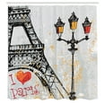 thumbnail image 3 of Ambesonne France Shower Curtain, Grunge Eiffel Europe, 69"Wx84"L, Yellow Black and Red, 3 of 5