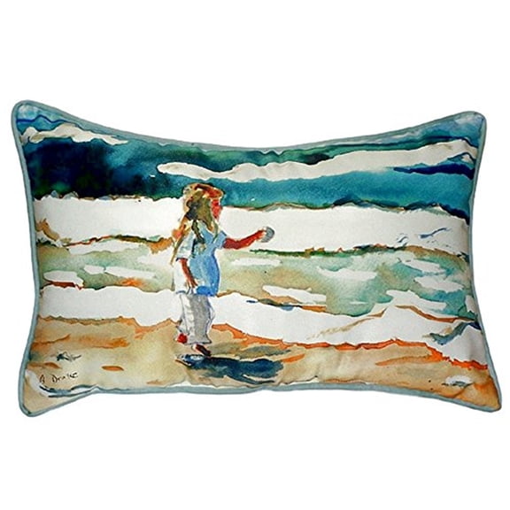 Betsy Drake Interiors Girl at the Beach Small Indoor/Outdoor Pillow 11x14