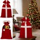 thumbnail image 1 of Bolsas de regalo navideñas terciopelo con cordón | Saco rojo de Papá Noel 48x28cm | Bolsas reutilizables de tela festiva con cierre seguro, forro suave | Detalle para fiestas navideñas, 1 of 6